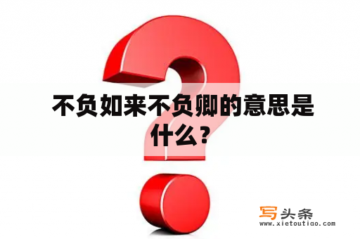  不负如来不负卿的意思是什么？