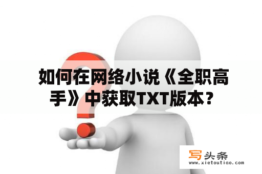  如何在网络小说《全职高手》中获取TXT版本？