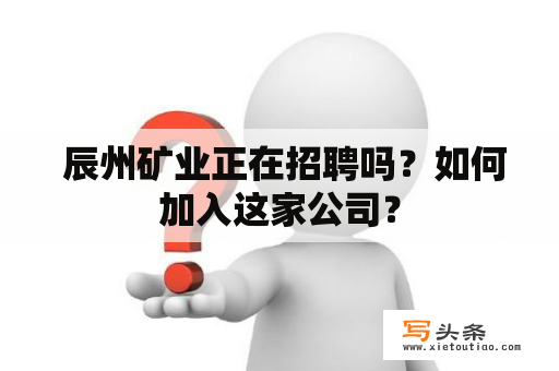  辰州矿业正在招聘吗？如何加入这家公司？