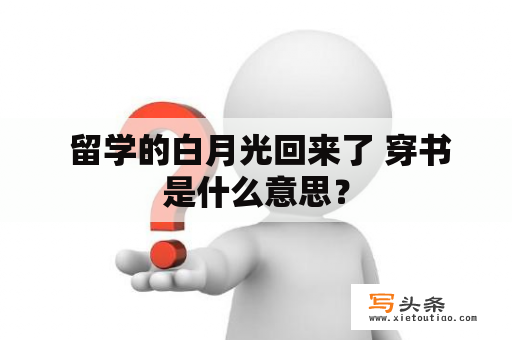  留学的白月光回来了 穿书是什么意思？