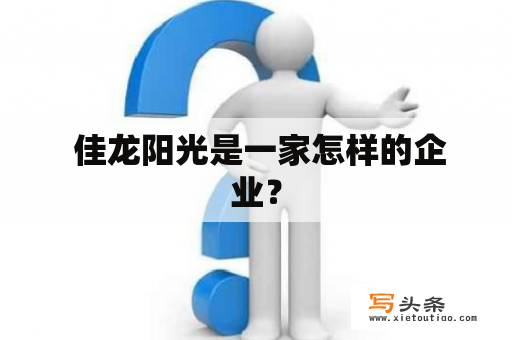  佳龙阳光是一家怎样的企业？