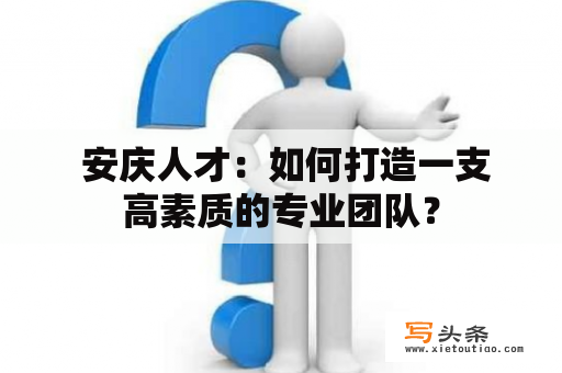  安庆人才：如何打造一支高素质的专业团队？