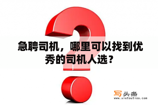  急聘司机，哪里可以找到优秀的司机人选？