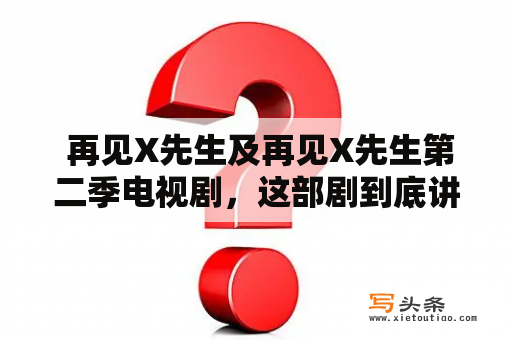  再见X先生及再见X先生第二季电视剧，这部剧到底讲了什么故事？