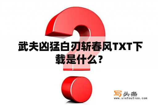  武夫凶猛白刃斩春风TXT下载是什么？