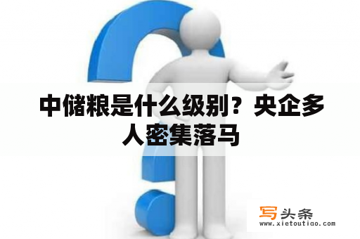 中储粮是什么级别？央企多人密集落马