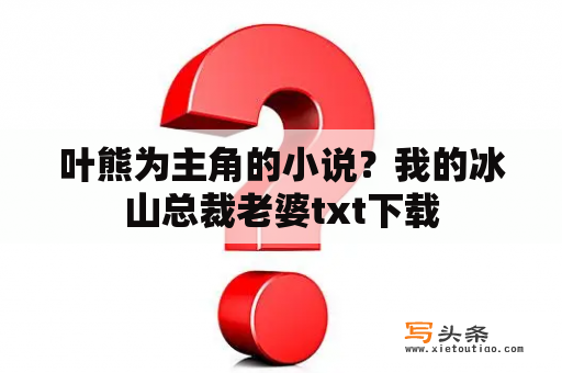 叶熊为主角的小说？我的冰山总裁老婆txt下载