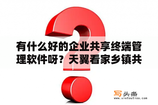 有什么好的企业共享终端管理软件呀？天翼看家乡镇共享管理是什么？