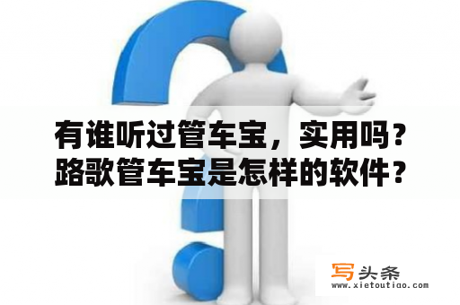 有谁听过管车宝，实用吗？路歌管车宝是怎样的软件？用过的介绍下呗？