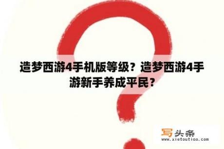 造梦西游4手机版等级？造梦西游4手游新手养成平民？