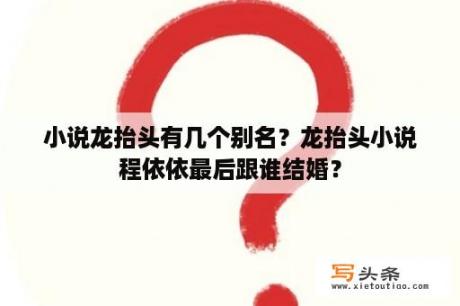 小说龙抬头有几个别名？龙抬头小说程依依最后跟谁结婚？