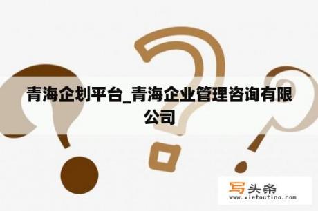 青海企划平台_青海企业管理咨询有限公司