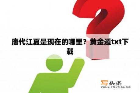 唐代江夏是现在的哪里？黄金遁txt下载