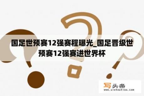 国足世预赛12强赛程曝光_国足晋级世预赛12强赛进世界杯