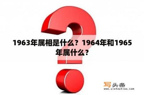 1963年属相是什么？1964年和1965年属什么？