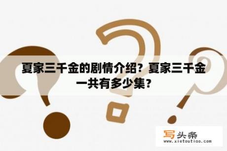 夏家三千金的剧情介绍？夏家三千金一共有多少集？