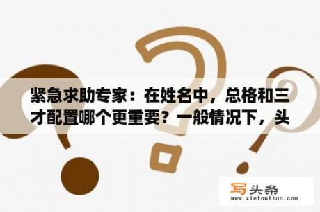 紧急求助专家：在姓名中，总格和三才配置哪个更重要？一般情况下，头大的人是不是智商高？