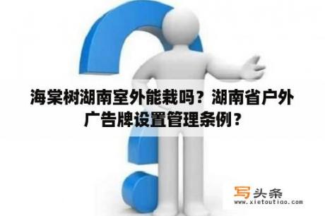 海棠树湖南室外能栽吗？湖南省户外广告牌设置管理条例？