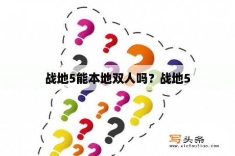 战地5能本地双人吗？战地5