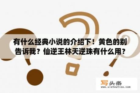 有什么经典小说的介绍下！黄色的别告诉我？仙逆王林天逆珠有什么用？