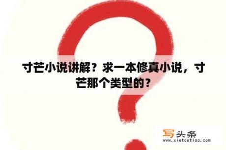 寸芒小说讲解？求一本修真小说，寸芒那个类型的？