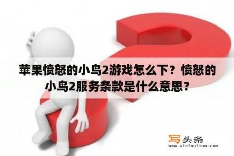 苹果愤怒的小鸟2游戏怎么下？愤怒的小鸟2服务条款是什么意思？