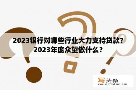 2023银行对哪些行业大力支持贷款？2023年庞众望做什么？