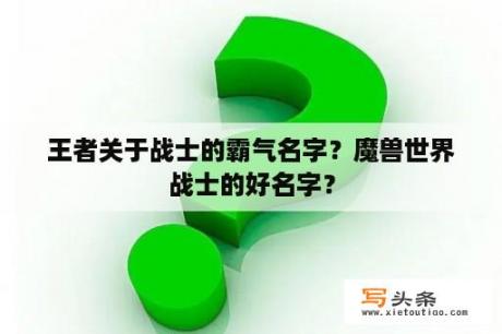 王者关于战士的霸气名字？魔兽世界战士的好名字？