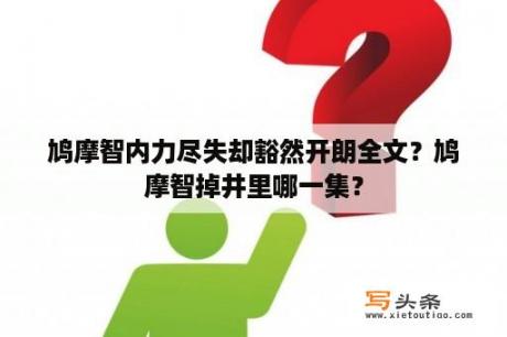 鸠摩智内力尽失却豁然开朗全文？鸠摩智掉井里哪一集？