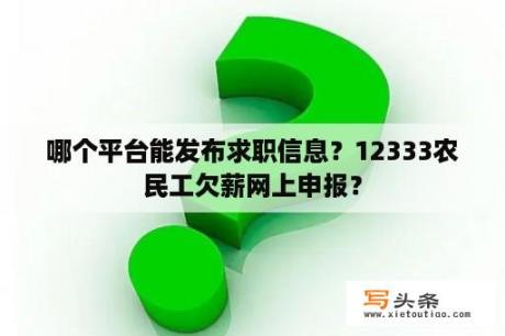 哪个平台能发布求职信息？12333农民工欠薪网上申报？