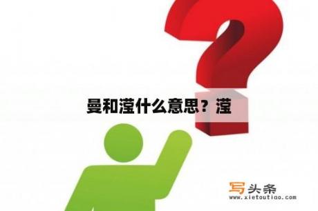 曼和滢什么意思？滢