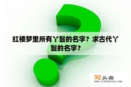 红楼梦里所有丫鬟的名字？求古代丫鬟的名字？