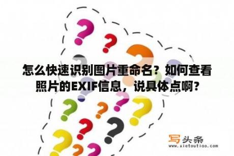 怎么快速识别图片重命名？如何查看照片的EXIF信息，说具体点啊？