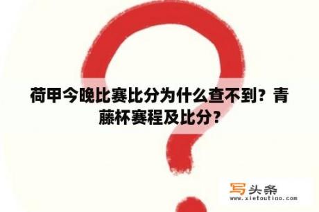 荷甲今晚比赛比分为什么查不到？青藤杯赛程及比分？