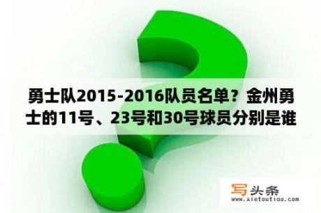 勇士队2015-2016队员名单？金州勇士的11号、23号和30号球员分别是谁？