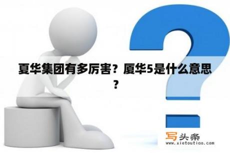 夏华集团有多厉害？厦华5是什么意思？