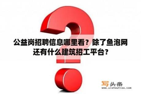 公益岗招聘信息哪里看？除了鱼泡网还有什么建筑招工平台？