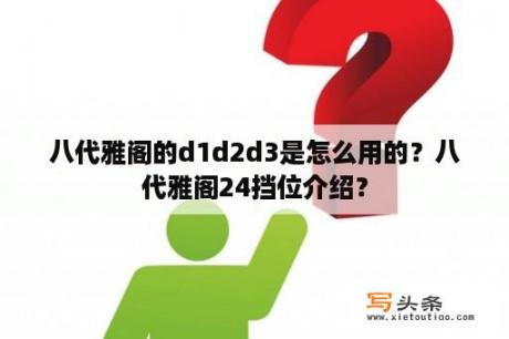 八代雅阁的d1d2d3是怎么用的？八代雅阁24挡位介绍？