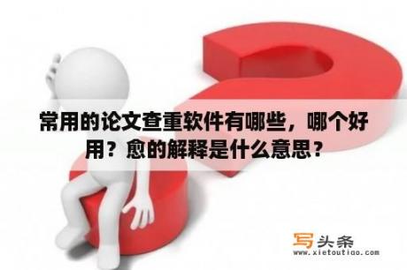 常用的论文查重软件有哪些，哪个好用？愈的解释是什么意思？