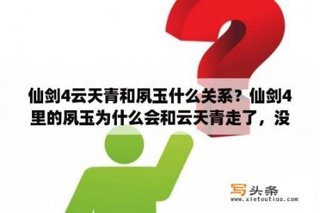 仙剑4云天青和夙玉什么关系？仙剑4里的夙玉为什么会和云天青走了，没和玄宵在一块？