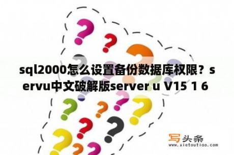 sql2000怎么设置备份数据库权限？servu中文破解版server u V15 1 6 免费版 下载 当下软件