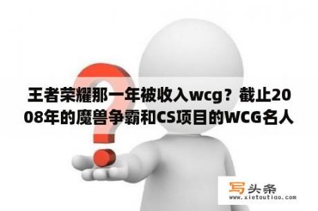 王者荣耀那一年被收入wcg？截止2008年的魔兽争霸和CS项目的WCG名人堂名单？