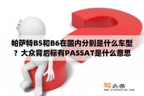 帕萨特B5和B6在国内分别是什么车型？大众背后标有PASSAT是什么意思？