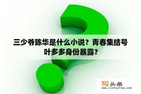 三少爷陈华是什么小说？青春集结号叶多多身份暴露？