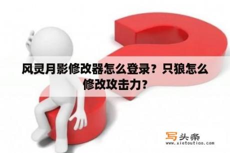 风灵月影修改器怎么登录？只狼怎么修改攻击力？