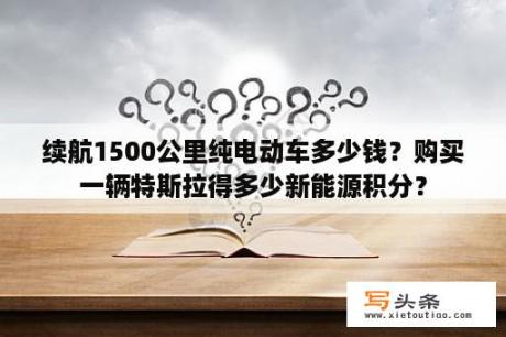 续航1500公里纯电动车多少钱？购买一辆特斯拉得多少新能源积分？