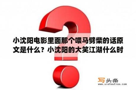 小沈阳电影里面那个喂马劈柴的话原文是什么？小沈阳的大笑江湖什么时候拍的？