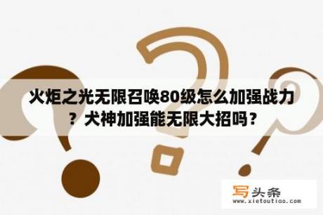 火炬之光无限召唤80级怎么加强战力？犬神加强能无限大招吗？