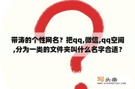 带涛的个性网名？把qq,微信,qq空间,分为一类的文件夹叫什么名字合适？