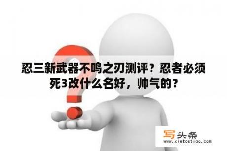 忍三新武器不鸣之刃测评？忍者必须死3改什么名好，帅气的？